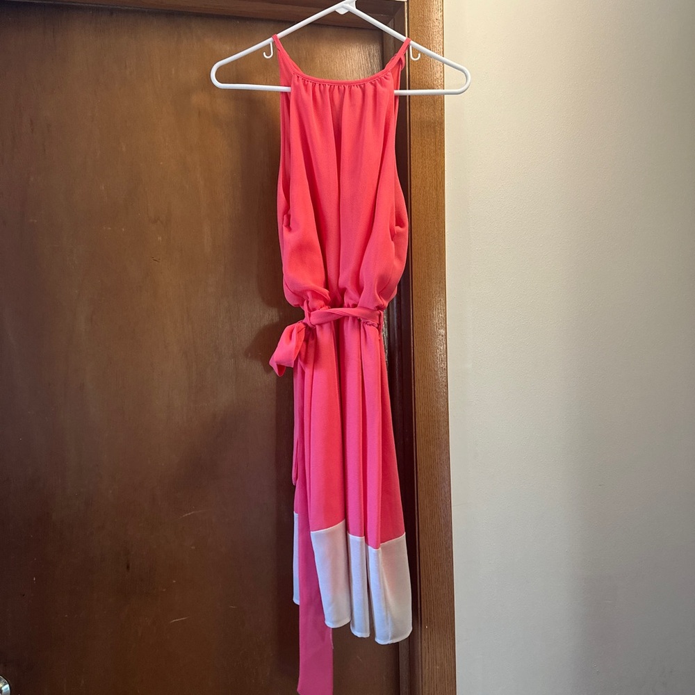 Francesca's Collections Pink and White High Low Dress